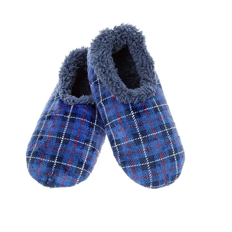 Snoozies! Mens Slipper Socks 'Blue Check'